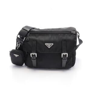 Prada VELA Shoulder Bag Leather Black
